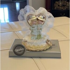 Wilton Wedding Cake Topper Cowboy and Cowgirl approximately 6.5" tall by 4" wide